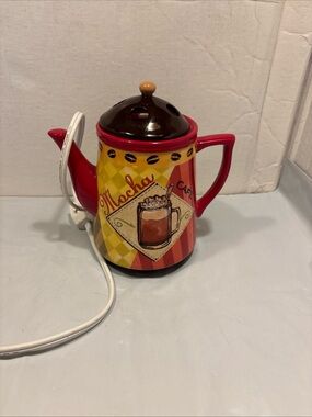 Yankee Candle  Cafe Mocha Cappuccino Electric Tart Wax Warmer Teapot & Lid